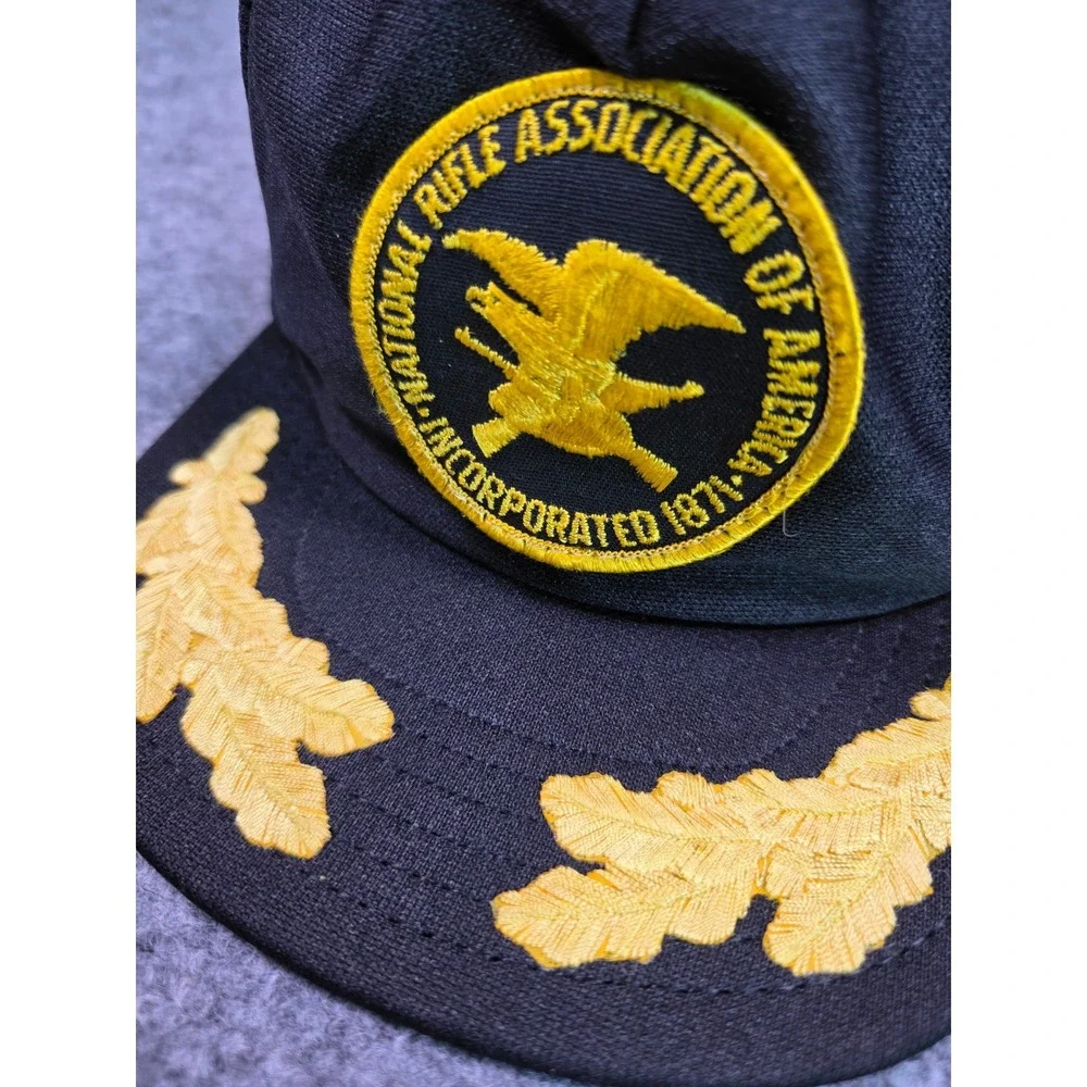 Vintage NRA Trucker Hat Mens OSFA Black Scrambled Eggs Mesh Snapback Made in USA